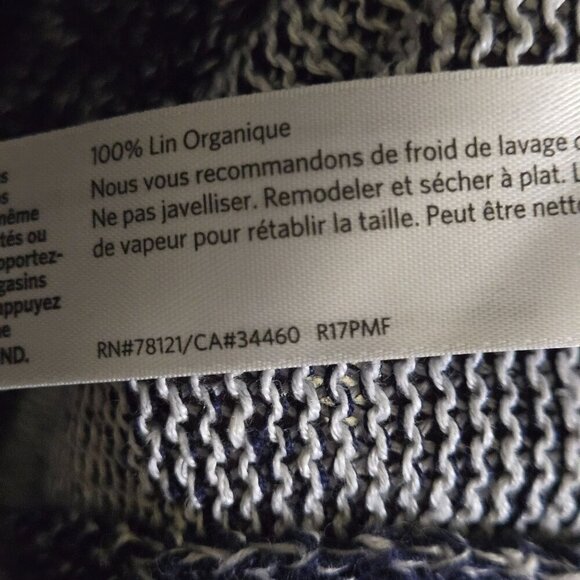 Eileen Fisher 100% Organic Linen Crewneck Navy Lightweight Sweater Size XL - Picture 4 of 5